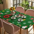 thumbnail image 3 of Green Christmas Table Cloths for 3 Foot Rectangle Tables, Xmas Snowman Snowflakes Gifts Boxes Winter Patio Waterproof Elastic Fitted Tablecloths, Washable Rectangular Table Cover for Camping, 3 of 8