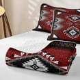 thumbnail image 4 of Erosebridal Hippie Aztec Bed Spread Queen, Boho Geometric Queen Coverlet Set, Burgundy Black Gray Copper 3 Pieces, 1 Quilt and 2 Pillowcases, 4 of 7