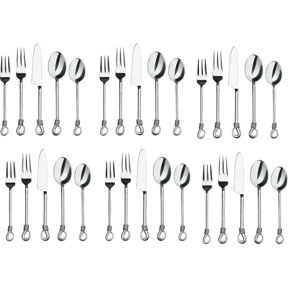 Silverware Twist Collection Polished Stainless Steel Flatware Set (Set of 6)