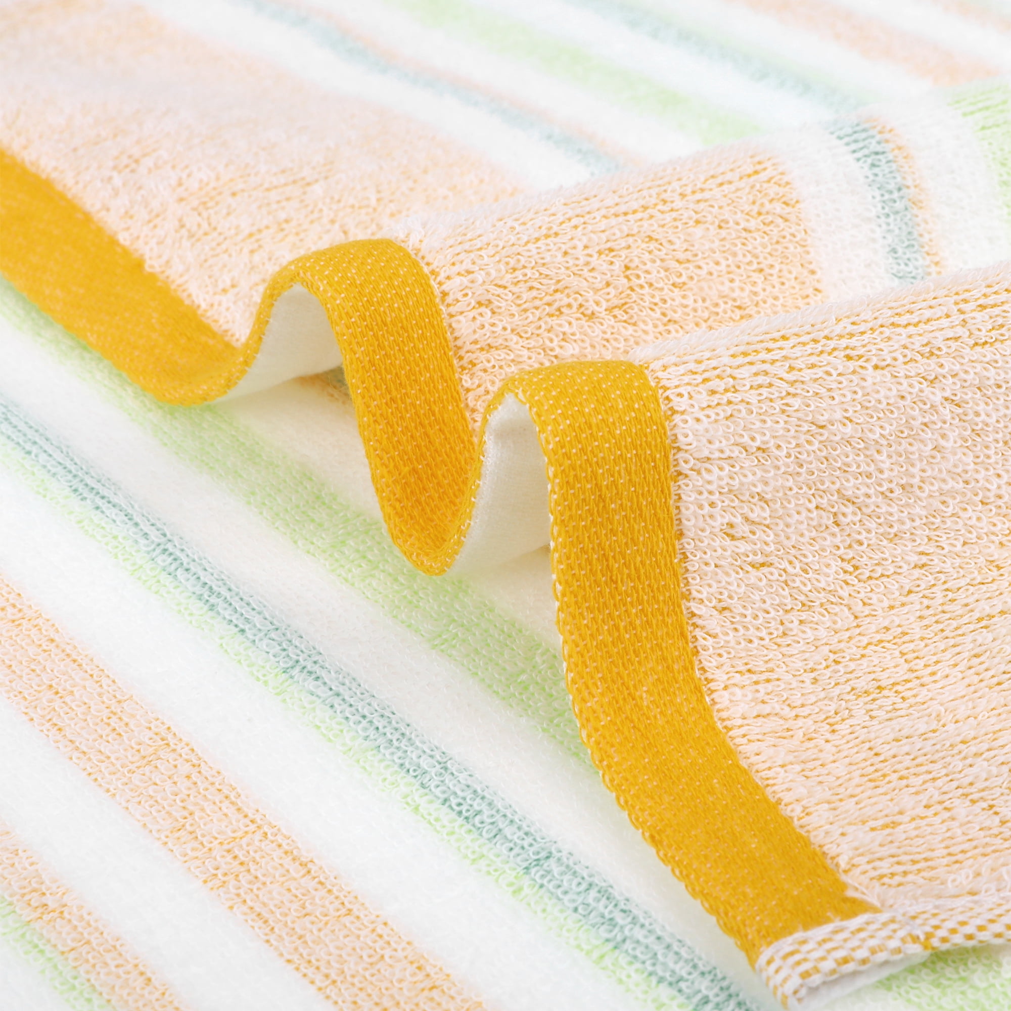 Unique Bargains Cotton Soft Striped Hand Towel 4 Pcs Yellow/Navy Blue 13" x 27"/14" x 30"