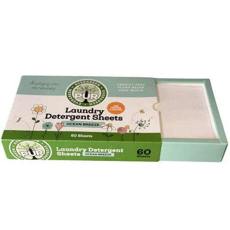 Laundry Detergent Sheets - Made in Sweden - Plant Based - Vegan - Up to 120 Loads - Zero Waste - Compostable - No Plastic (Ocean Breeze)