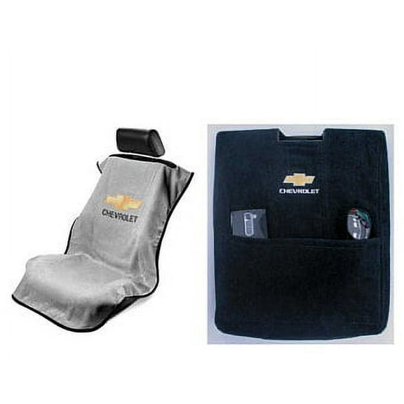 Seat Armour - Seat Protector Cover/Towel & Console Cover with Chevy Bowtie Logo - Console Fits Bucket Seat 14-17
