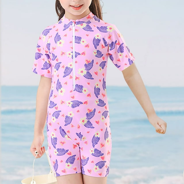 Pisexur Girls and Boys One Piece Rash Guard Swimsuit Kid Water Sport Short Swimsuit UPF 50+ Sun Protection Bathing Suits 1-16 Years