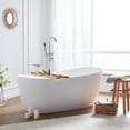 thumbnail image 5 of Cpingao 55" Solid Surface Oval Freestanding Bathtub, Modern Stone Resin Stand Alone Soaking Tub with Overflow and Pop Up Drain, One-Piece Molding Matte White 8828-1400, 5 of 6