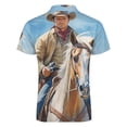 thumbnail image 5 of Western Cowboy Riding Men Zipper T-shirt Summer Casual Short Sleeve T-shirt Top, 5 of 7