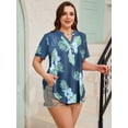 thumbnail image 5 of LARACE Women's Plus Size Boho Tops Floral Printed V Neck Casual Summer Blouses Shirts 14-SteelBlue_3X, 5 of 7