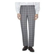 TALLIA Mens Gray Flat Front, Tapered, Plaid Slim Fit Pants 32W X 30L