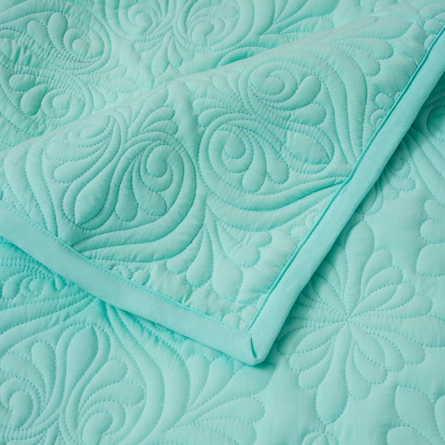 Martha Stewart Everyday 3 Piece Quilt Set - King, Solid Aqua
