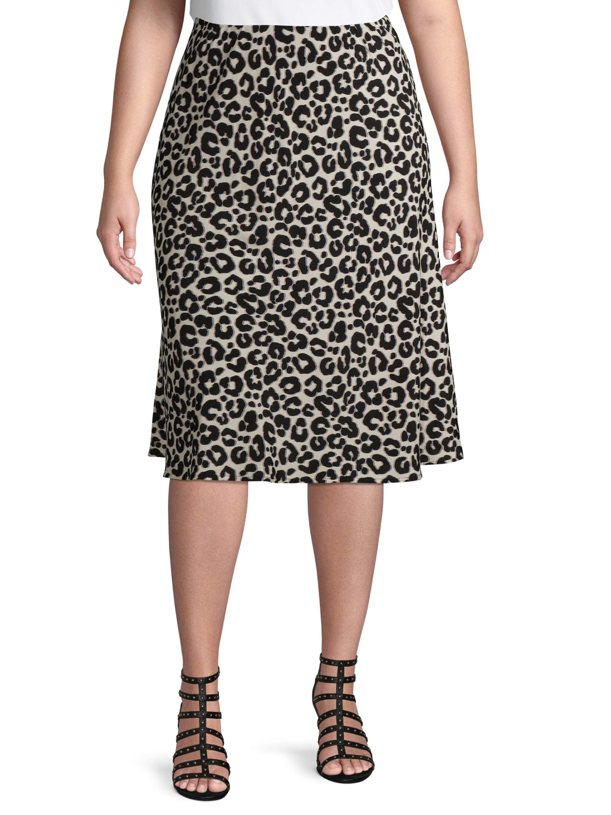 Terra & Sky Women's Plus Size Leopard Slip Skirt - Walmart.com