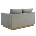 thumbnail image 5 of LeisureMod Loveseat Upholstered in Velvet with Brushed Gold Stainless Steel Base and Removable Cushions for Modern Home, Living Room, Offices Nervo Collection in Light Grey, 5 of 7