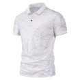 thumbnail image 2 of Waiimak Fashion Men'S Collar Top Stand Collar Print Short Sleeve Button Matching Summer, 2 of 4
