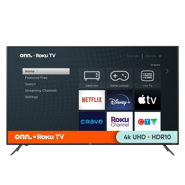 onn. 55" 4K UHD HDR Roku Smart TV (100012586-CA)