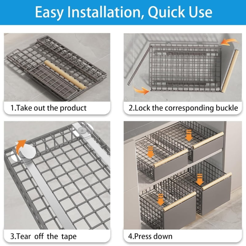 lanema Adjustable Under Sink Tray Slide Out Organizers No Drilling Needed Multi Functional Storage Solution For Kitchen Bathroom Countertop Items