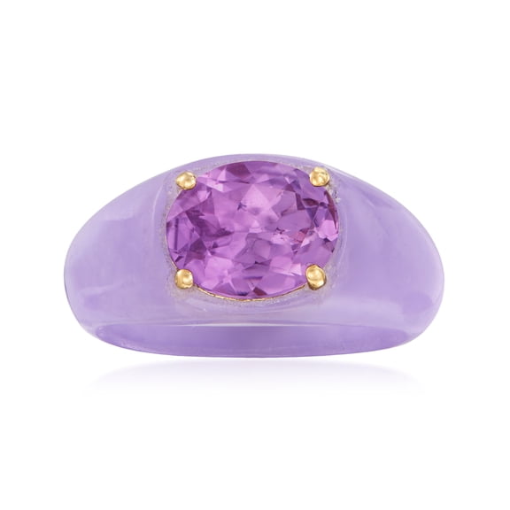 Ross-Simons 3.00 Carat Amethyst and Lavender Jade Ring With 14kt Yellow Gold, Women's, Adult