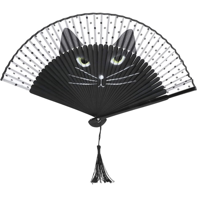Abanico Plegable Gato Negro Encantador, Abanico de Mano para Mujer, Abanicos Plegables a Mano, Abanico de Baile, Regalos para Bodas, Iglesias, Fiestas,decoración de Pared XianweiShao 8390615119214