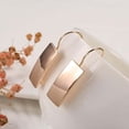 thumbnail image 2 of Earrings for Women Fashionable Rectangle Glossy Rose Gold C Shaped Ear Clip Ear Hook Jewelry, 2 of 5