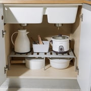 GleamNest Easy to Apply Expandable Stackable Kitchen Cabinet Organizer, White