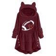 thumbnail image 1 of XZNGL Womans Casual Printing Plush Buttons Long Sleeve Hooded Plush Coat Top, 1 of 3