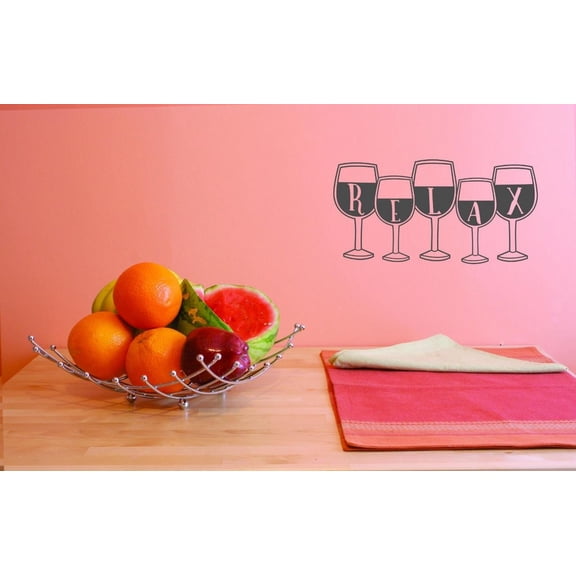 Custom Decals Relax With Wine Wall Art Size: 10 X 20 Inches Color: Grey