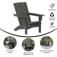 thumbnail image 4 of BizChair Adirondack Chair with Cup Holder, Weather Resistant HDPE Adirondack Chair in Gray, Set of 2, 4 of 12