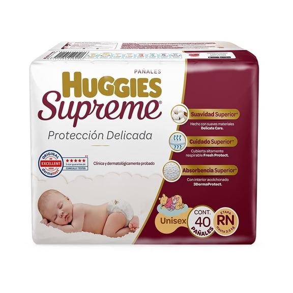 Pañales Huggies Supreme etapa recién nacido unisex  40 piezas