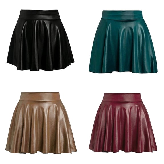 KKBOTIVE Women's Pleated Short Skirt Fashion Carnival High Waisted Party Skirt Sparkly Shiny Flared Pleated Skort, Black Size: L