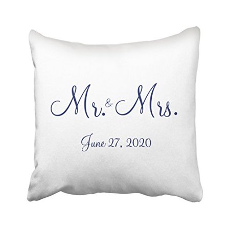 Winhome Square Throw Pillow Covers Retro Mr And Mrs White Nautical