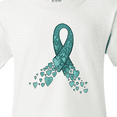 thumbnail image 4 of Inktastic Ovarian Cancer Awareness Teal Ribbon Made of Hearts Youth T-Shirt, 4 of 5