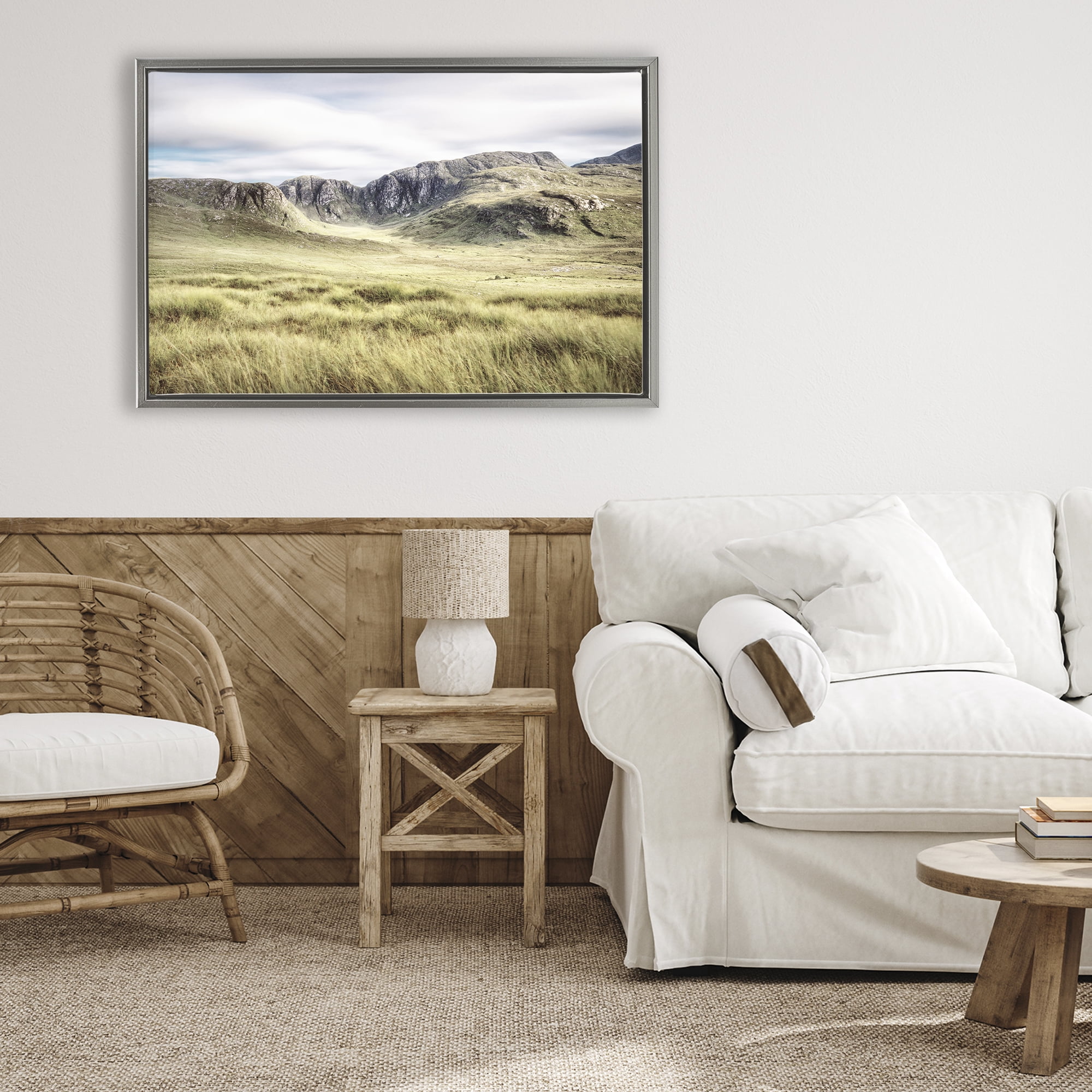 Stupell Industries Irish Countryside Hills Gray Framed Floater Canvas Wall Art, design by Andy Amos