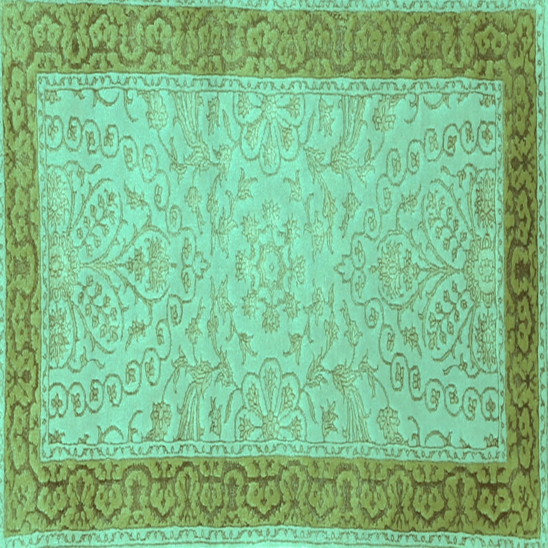 Ahgly Company Machine Washable Indoor Square Persian Turquoise Blue ...