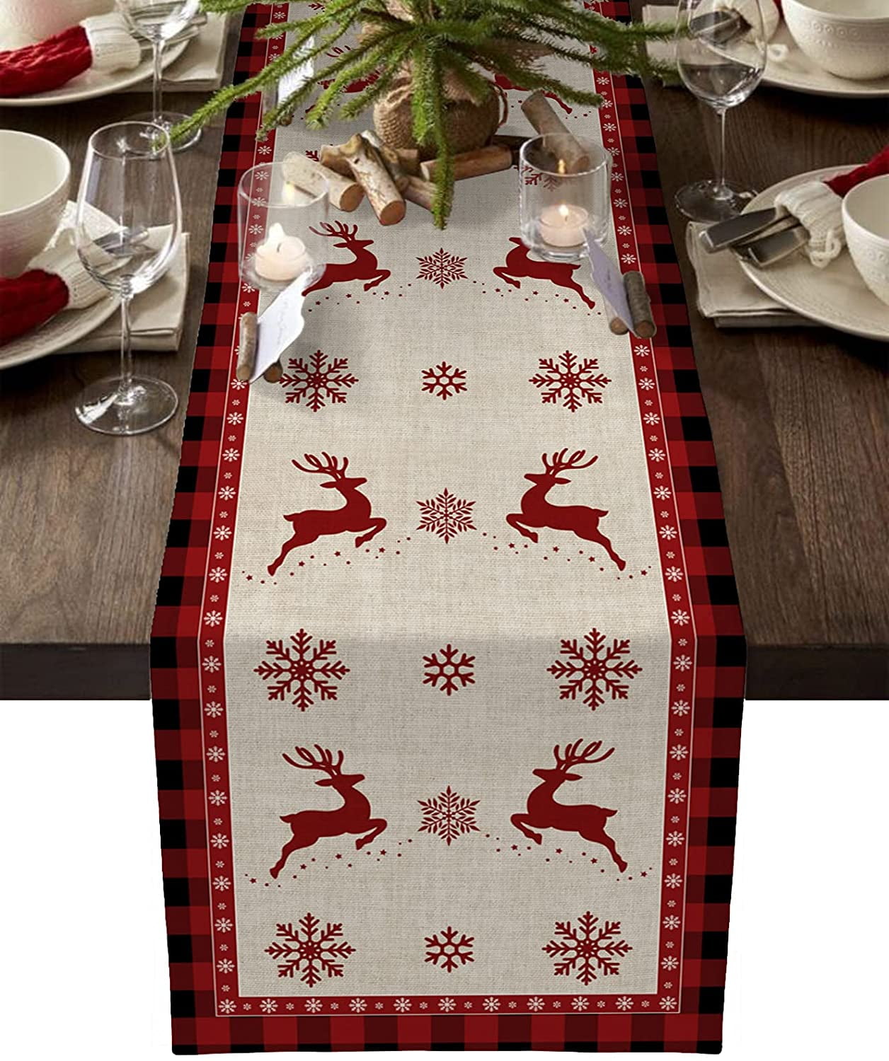 Red Star Christmas Table runner Doily Tablecloth with Openwork Embroidery Winter 