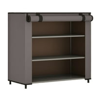 LACKUST 4 Tier Shoe Rack, Space Saving Small Shoe Organizer - Stackable Adjustable Gray Shoe Storage Rack for Entryway, Front Door & Closet, Easy to Assemble