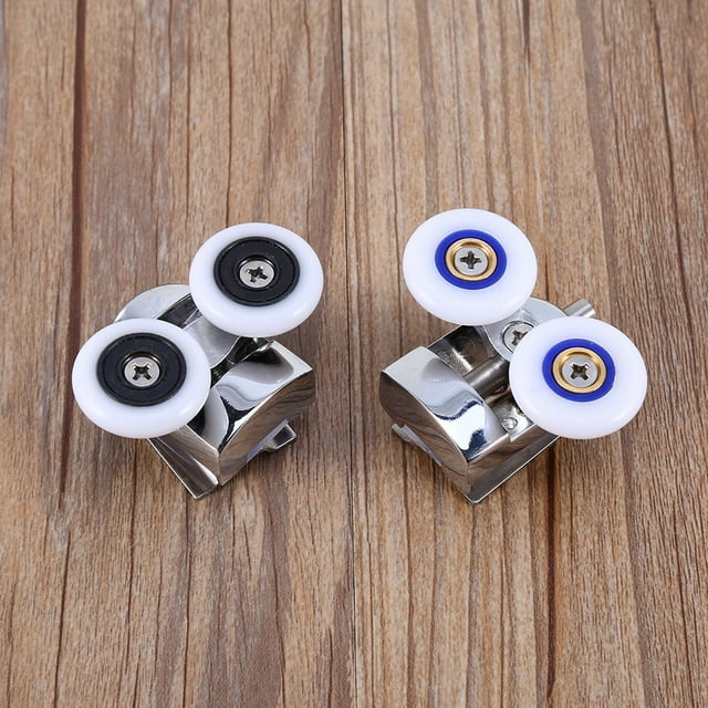 Oreilet Rodillo de ba?o, 2pcs Puertas de Ducha Corredizas Ruedas de 23 mm Ruedas Gemelas de Doble Fondo de Aleación de Zinc Rodillos Corredores Ruedas para Puertas de Ducha Amonsee NO