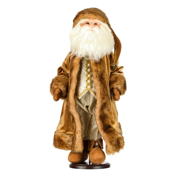 Vickerman 24" Mocha Velvet Santa Doll with Stand. This santa has glasses, stand is removeable.