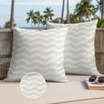 thumbnail image 3 of Cream Moire Outdoor Pillow Covers 16x16 Set of 2, Waterproof Patio Throw Pillowcase Protectors, Water Ripple Stripe Farmhouse Square Decorative Pillow Shams Cushion Covers for Seat Bed Couch Sofa, 3 of 8