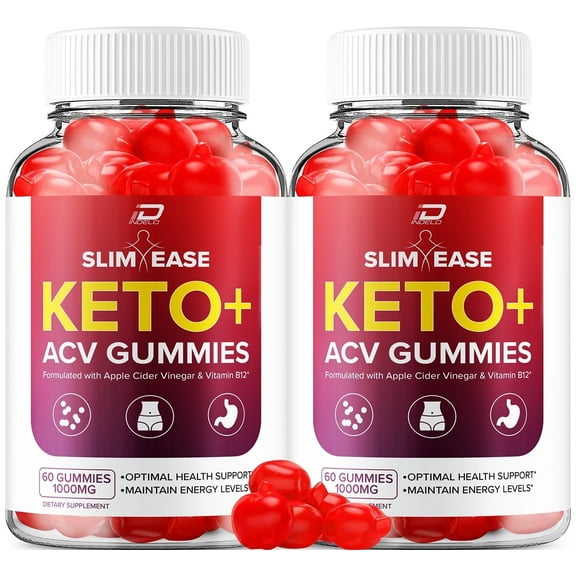 (2 Pack) Slim Ease Keto ACV Gummies - Slim Ease Apple Cider Vinegar Gummy Supplement for Energy - SlimEase Keto Gummies Dietary Supplement (120 Gummies)