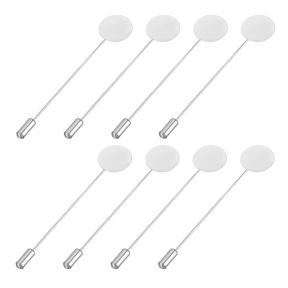 Uxcell Round Brooch Pins 3 Inch Metal Tray Stick Lapel Pin Long Needle Clips, White, 60pcs