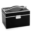 Genuine Leather Jewelry Case with Trim, Black