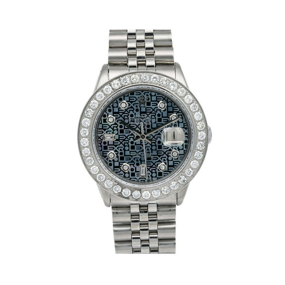 Pre-Owned Rolex Datejust Diamond Watch, 16030 36mm, Blue Diamond Dial With Stainless Steel Bracelet