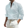 thumbnail image 3 of Ceisia Men's Slim Fit Long Sleeve Striped Button-Down Shirt Casual Summer Beach Top Mint Green S Gifts, 3 of 5
