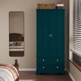 thumbnail image 5 of HLR 72" Tall Retro Wood Armoire Wardrobe Closet, Freestanding Cabinet with Hanging Rod for Bedroom, Green, 5 of 7