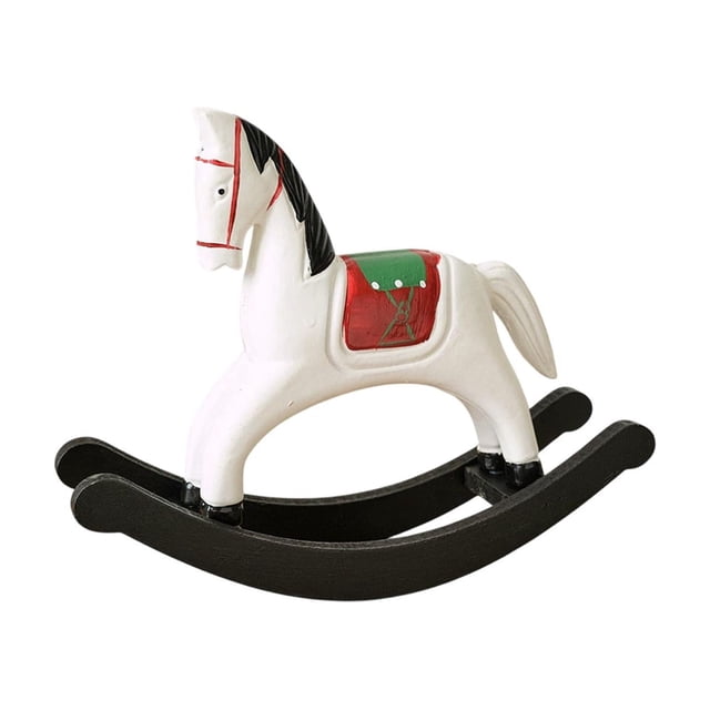 White Personalized Wooden Rocking Horse Ornament 22X16.5X6Cm Concise Home Desk Decor Gift For New Year Housewarming Grand Opening White