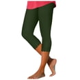 thumbnail image 3 of Capri Leggings for Women Summer Casual Elastic High Waist Wave Hem Workout Yoga Cropped Capris Pants, 3 of 6