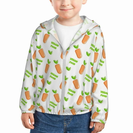 

Zeuib Vegan Fruit Carrot Print Girls & Boys Sun Protection Hoodie with UPF 50+ Children’s Quick-Dry Jacket Perfect for Outdoor Activities-5 Years