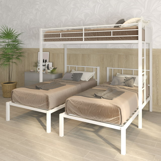 White Triple Twin Bunk Bed, Can Be Separated Into 3 Twin Beds, Suitable for Bedroom Living Room Dorm, 91.73"L x 77.95"W x 72.05"H, for Kids Adults Teens【2022 New】