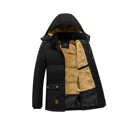 UKAP Men's Coats Full Zip Puffer Coat Removable Hood Jacket Fall Wind ...