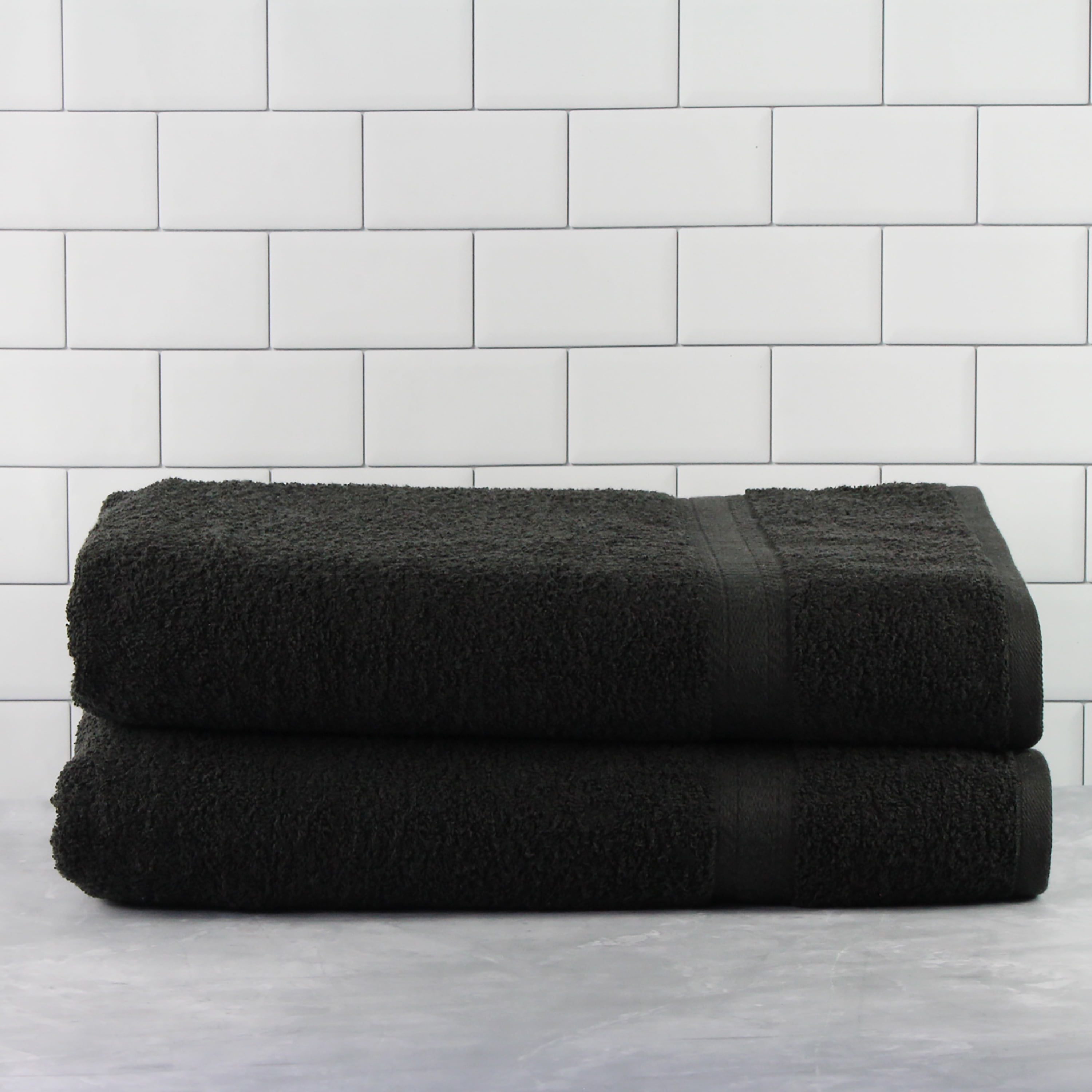 Mainstays Basic Bath Collection 2 Piece Bath Sheet Set, Rich Black