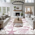 thumbnail image 3 of Pink Coastal Area Rugs 5'x7', Washable Small Throw Rugs for Laundry Room Playroom, Beach Nautical Starfish Coral Seashells Indoor Outdoor Rug Non-Slip Low Pile Carpet Runner Reversible Floor Mats, 3 of 8