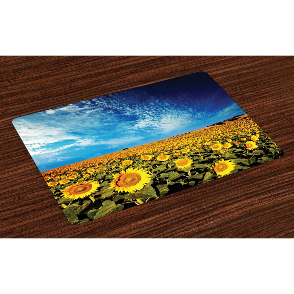 Sunflower Placemats Set of 4 Exposure Photo of Sunflower Garden Field