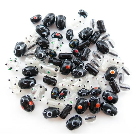 - Glass Beads for Jewelry Making for Adults 60-80 Pieces Lampwork Murano Loose Beads for DIY and Fashion Designs – Wholesale Jewelry Craft Supplies (Black/White- 5 oz)
